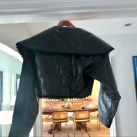 Vintage 80’s Cropped Leather Jacket, Sz 6-8 - Picture 7 of 9